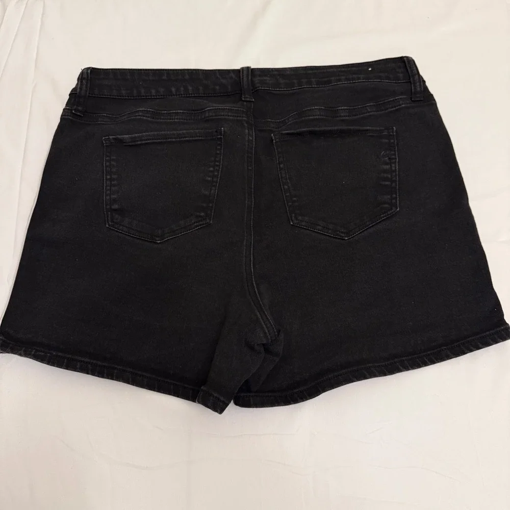 Blue Desire Curvy Black Denim Shorts White Side Stripe Womens 18W